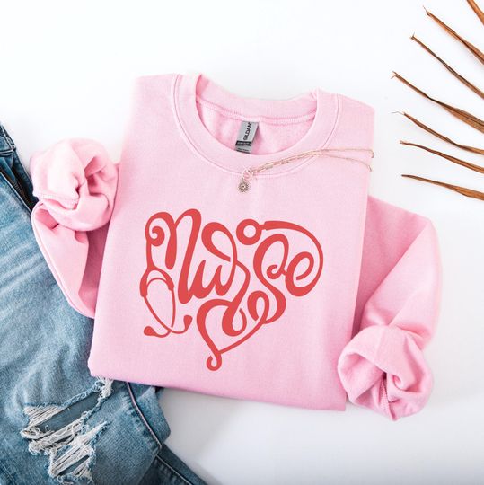 Discover Nurse Heart Sweatshirt, Stethoscope Valentine Crewneck, RN Medical Pullover, Nursing Student Top
