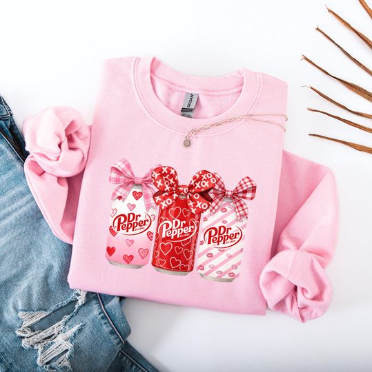 Discover Dr Pepper Valentine Sweatshirt, Soda Lover Crewneck, Coquette Bow Top, Girly Gift