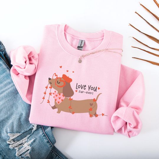 Discover Love You Fur-Ever Dachshund Valentine Graphic T-Shirt