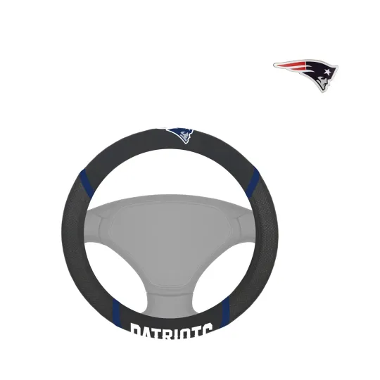 Discover football NEW ENGLAND PATRIOTS CAR Mesh Grip STEERING WHEEL COVER & 3D ALUMINUM DECAL