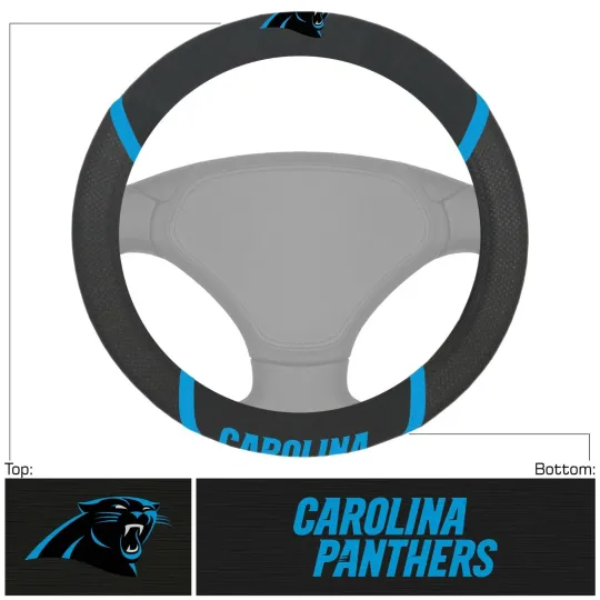 Discover New football Carolina Panthers Car Truck Universal Fit Black Steering Wheel Cover