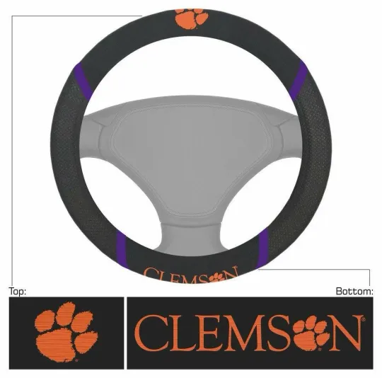 Discover Clemson Tiger Car Truck SUV Universal Fit Black Steering Wheel Cover