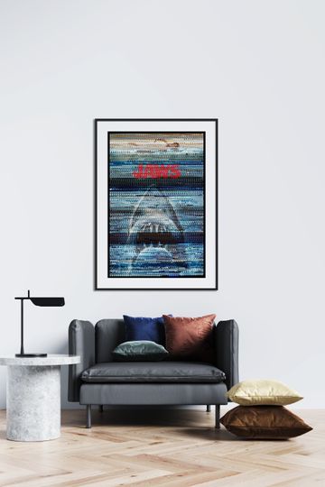 Discover Jaws Movie Poster Print - Whole Movie Image Overlay - Premium Matte Vertical
