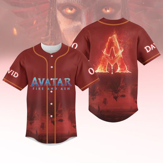 Discover Custom Disney Avatar Fire and Ash Baseball Jersey, Fire And Ash Shirt, Avatar 3 Jersey Shirt, Movie Lovers Shirt, Avatar Fans Gifts