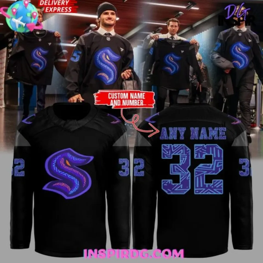 Discover Seattle 1Kraken Black Hockey History Night Game Special Hockey Jersey S-5XL