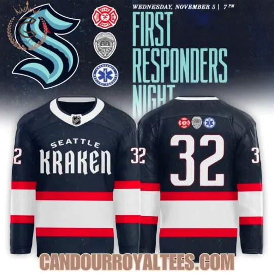 Discover Seattle 1Kraken x First Responders Appreciation Night Hockey Jersey S-5XL