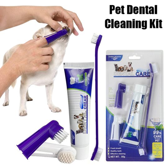 Discover Pet Toothbrush Toothpaste Finger Set Cute Modeling Cat Dog Oral Cleaning Care Fresh Breath Double Head Toothbrush Pet Supplies
