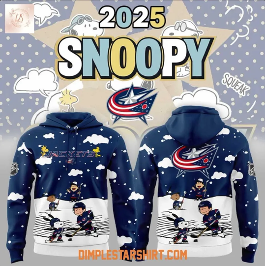 Discover Columbus Blue Jacket Snoopy And Peanut 2025 3D Hoodie