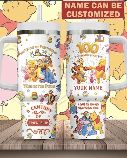 Discover Custom Winnie The Pooh 100th Anniversary Tumbler 40oz, Disney 100 Years Friendship Tumbler, Classic Pooh Lover Tumbler, Friends Cup
