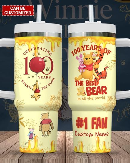 Discover Personalized The Pooh 100th Anniversary Tumbler 40oz, Custom Winnie The Pooh 2026 Tumbler Cup, Disneyland 100 Years Friendship Tumbler