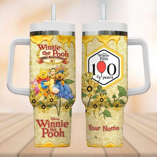 Discover Personalized The Pooh 100th Anniversary Tumbler 40oz, Winnie The Pooh 2026 Tumbler Cup, Disneyland 100 Years Friendship Tumbler