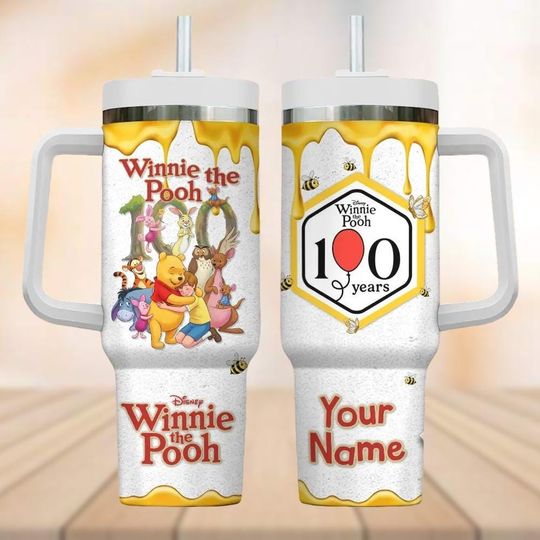 Discover Custom Winnie The Pooh 100th Anniversary Tumbler 40oz, Pooh Tigger Eeyore 2026 Tumbler Cup, Disney 100 Years Friendship Water Tumbler