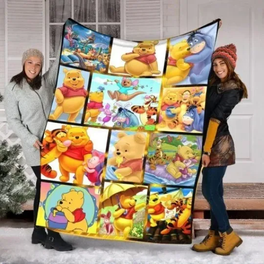 Discover Winnie the Pooh Blanket, Fleece Sherpa, Cartoon Kids Gift
