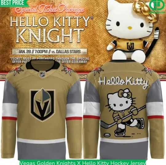 Discover Vegas Golden Knight X Hello Kitty Hockey Jersey