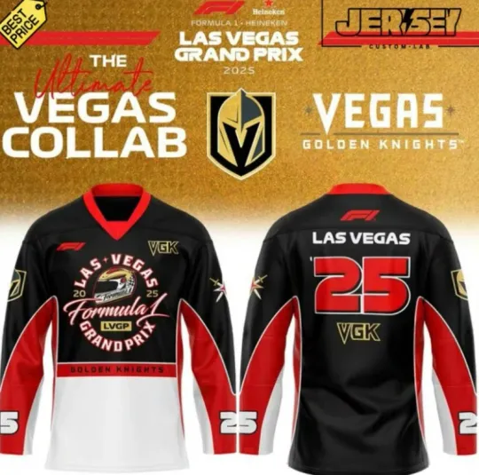 Discover Vegas Golden Knight 2025 F-1 Las Vegas Gp Hockey Jersey