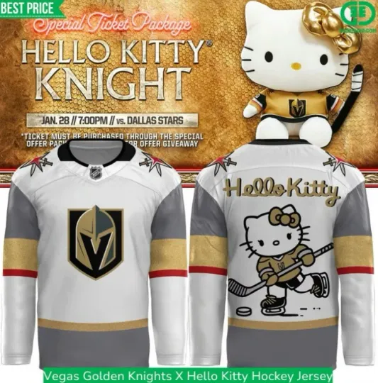 Discover Vegas Golden Knight X Hello Kitty Hockey Jersey White
