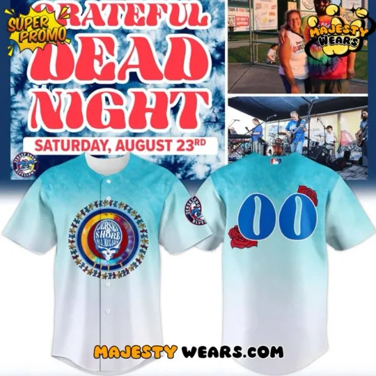 Custom Jersey Shore Blueclaw X Grateful De*ad Night 2025 Baseball Jersey
