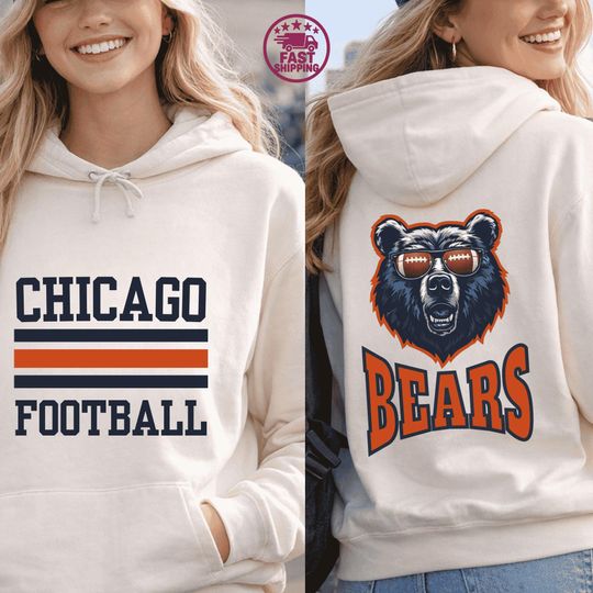 Discover Chicago Football Unisex Hoodie - Urban Game Day Streetwear Sweatshirt