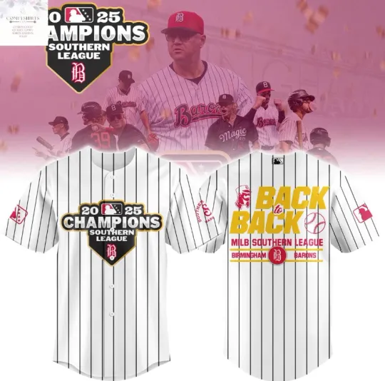 Birmingham Baron Black To Back 2025 Southern League Champions Jersey