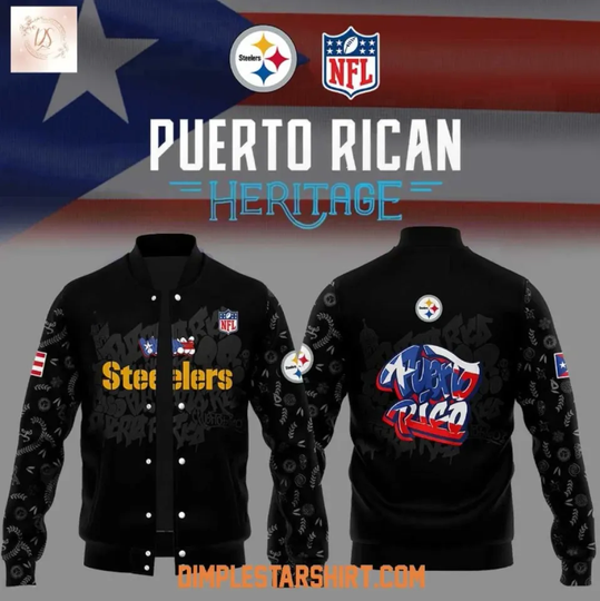 Discover Pittsburgh Steeler Puerto Rican Heritage Baseball Jacket