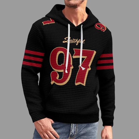 Discover San Francisco 49ers 97  Waffle Hoodie - Red and White Quilted Knit Football Fan Pullover - football Jersey Style Game Day Sweatshirt