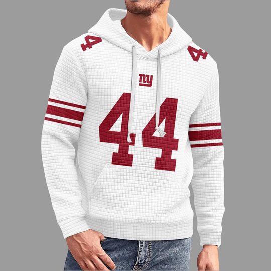NY Giants 44 Hoodie - Red and White Football Pullover - football Game Day Fan - Distinctive Jersey Style Apparel