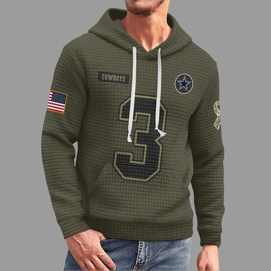 Dallas Cowboys 3 Hoodie - White Football Pullover - Blue and White football Game Day Fan - Numbered Jersey Style