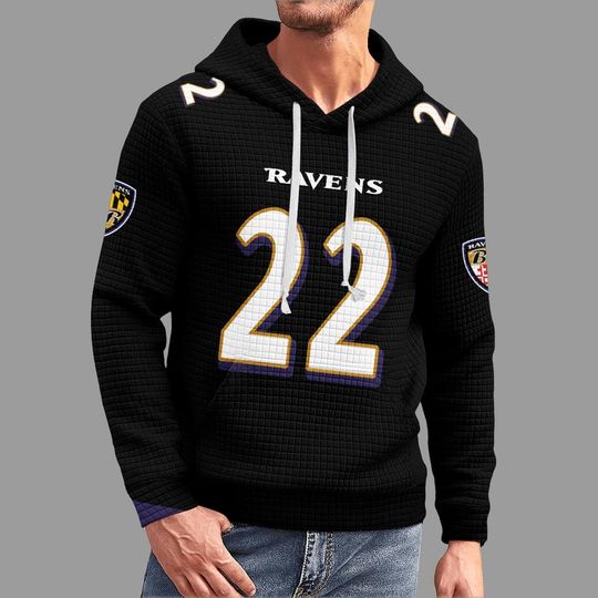 Baltimore Ravens 22 Hoodie - Premium Texture Football Pullover - football Game Day - Purple and Gold Jersey Style