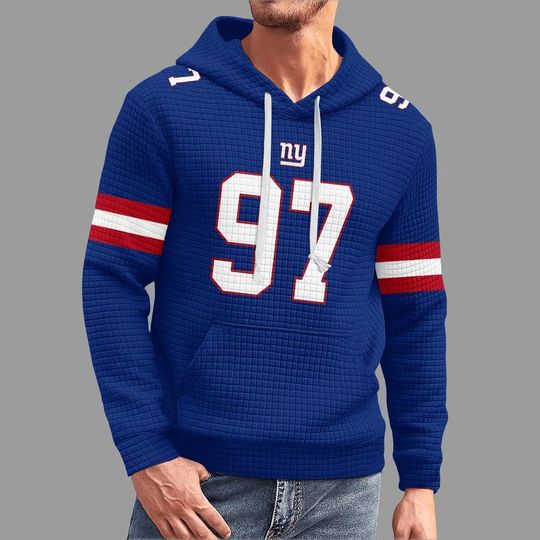 Discover New York Giants Number 97 Hoodie, Classic Blue Football Fan Pullover, Men's Jersey Style Gameday Gift