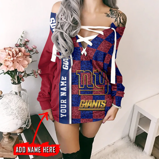 New York Giants Personalized Lace-Up Sweatshirt