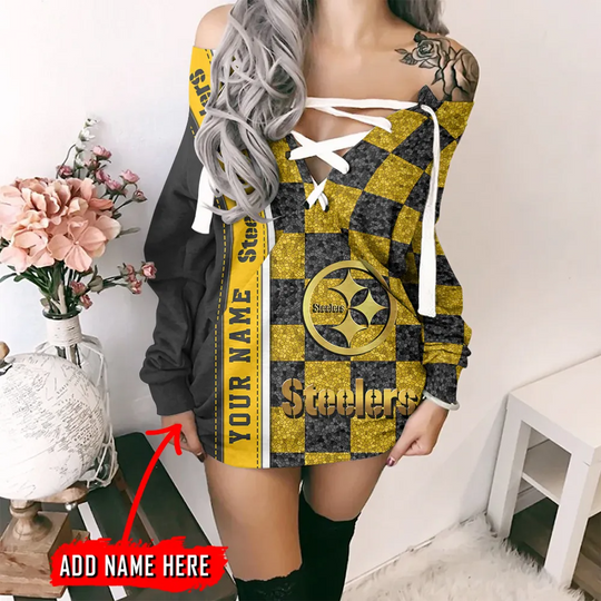 Pittsburgh Steeler Personalized Lace-Up Sweatshirt