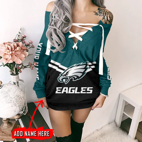 Philadelphia Eagles Personalized Lace-Up Sweatshirt
