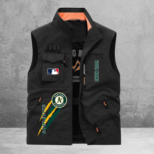 Oakland Athletics New Personalized Multi-Pockets Vest