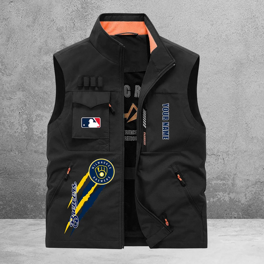 Milwaukee Brewers New Personalized Multi-Pockets Vest
