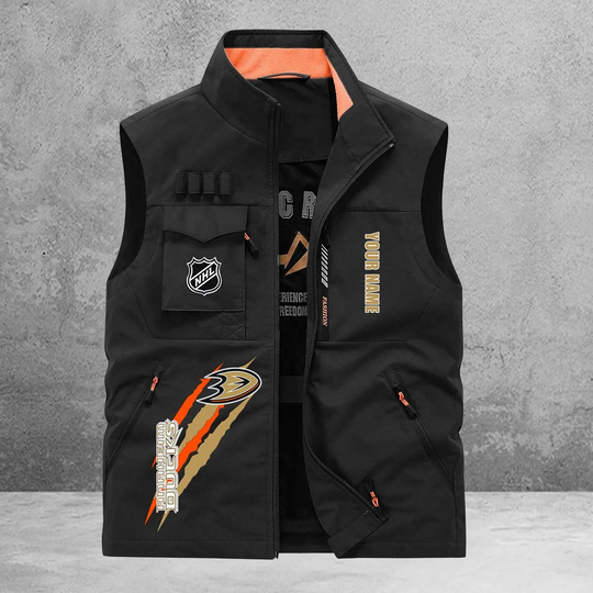 Anaheim Ducks New Personalized Multi-Pockets Vest