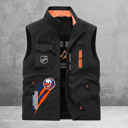New York Islanders New Personalized Multi-Pockets Vest