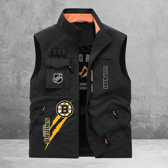 Boston Bruins New Personalized Multi-Pockets Vest