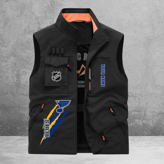 St Louis Blues New Personalized Multi-Pockets Vest