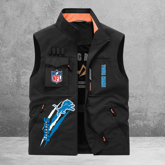 Detroit Lions New Personalized Multi-Pockets Vest