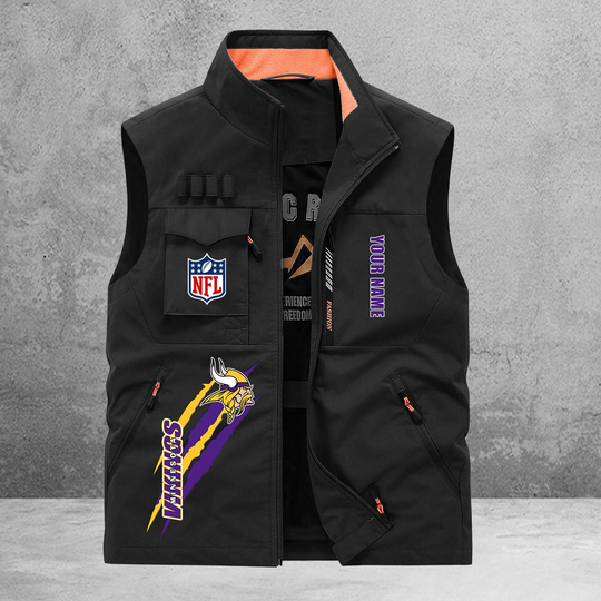 Minnesota Vikings New Personalized Multi-Pockets Vest