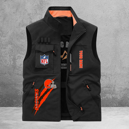 Cleveland Browns New Personalized Multi-Pockets Vest