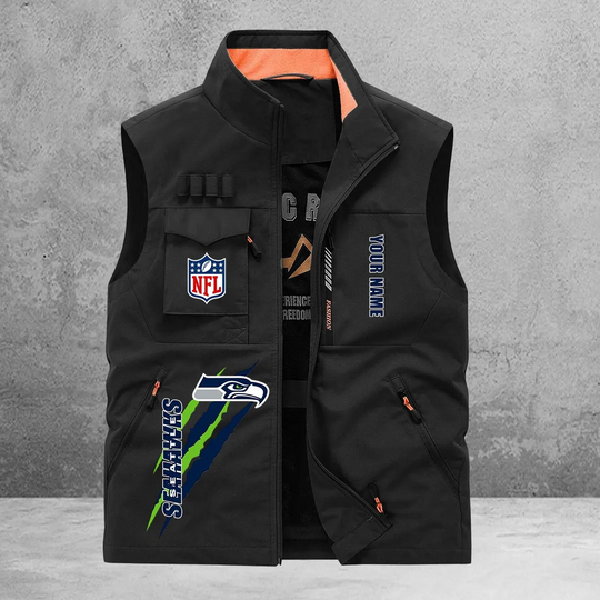 Seattle Seahawks New Personalized Multi-Pockets Vest