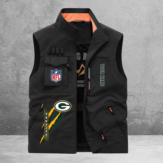 Green Bay Packers New Personalized Multi-Pockets Vest