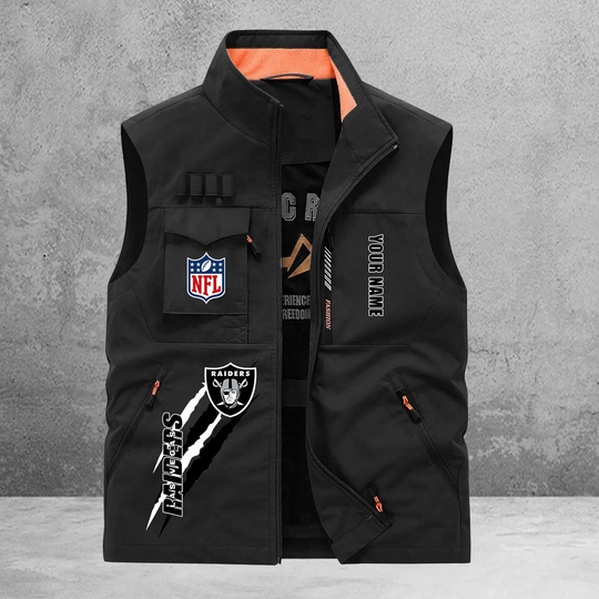 Las Vegas Raiders New Personalized Multi-Pockets Vest
