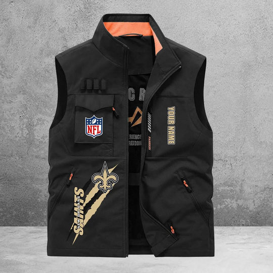 New Orleans Saints New Personalized Multi-Pockets Vest