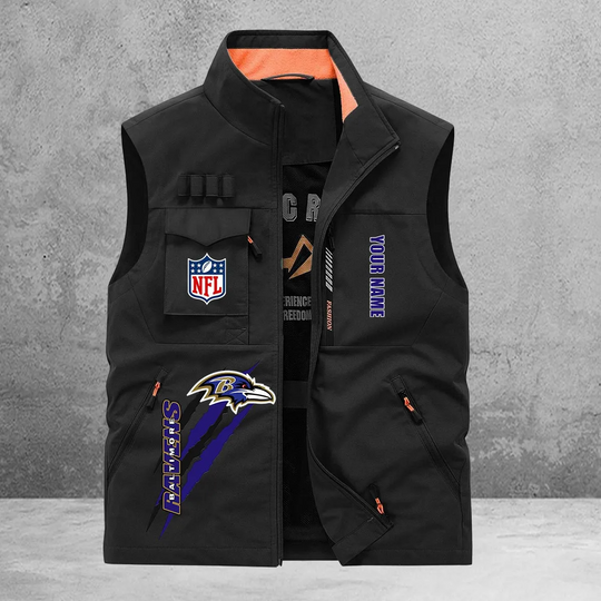 Baltimore Ravens New Personalized Multi-Pockets Vest