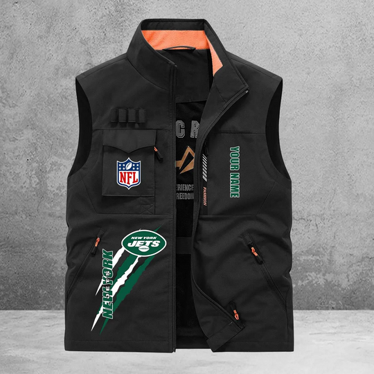 New York Jets New Personalized Multi-Pockets Vest
