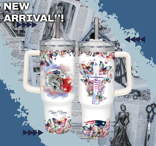 football New England Patriots Faith Custom Name Cup Tumbler With Handle