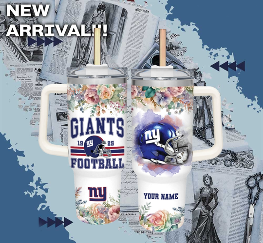 Discover football New York Giants Girl Flower Custom Name Cup Tumbler With Handle