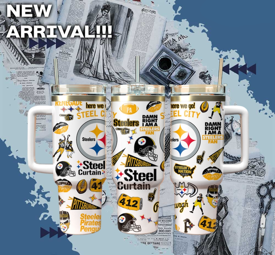 Discover football Pittsburgh Steeler Cup Tumbler With Handle